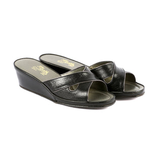 Chloe leather slippers open toe with gold trim