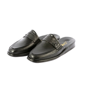 Marlon leather slippers with leather sole and leather appliqué